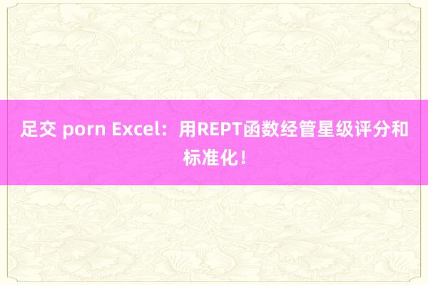 足交 porn Excel：用REPT函数经管星级评分和标准化！