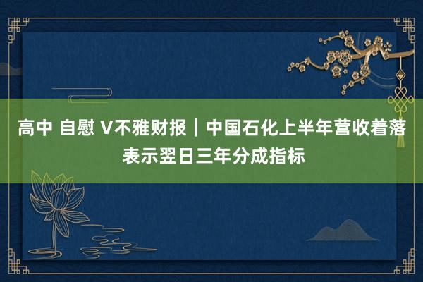 高中 自慰 V不雅财报｜中国石化上半年营收着落 表示翌日三年分成指标