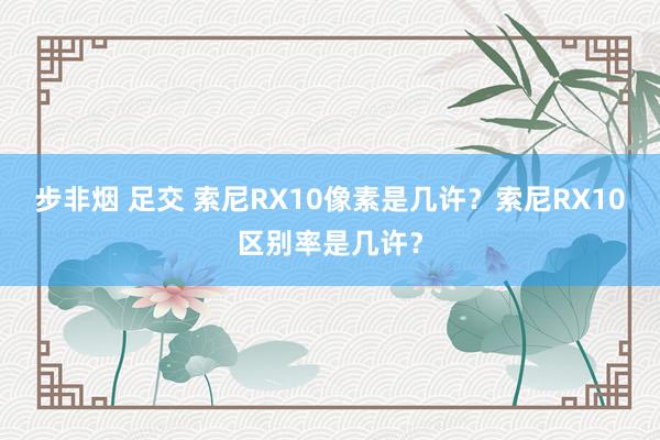 步非烟 足交 索尼RX10像素是几许？索尼RX10区别率是几许？