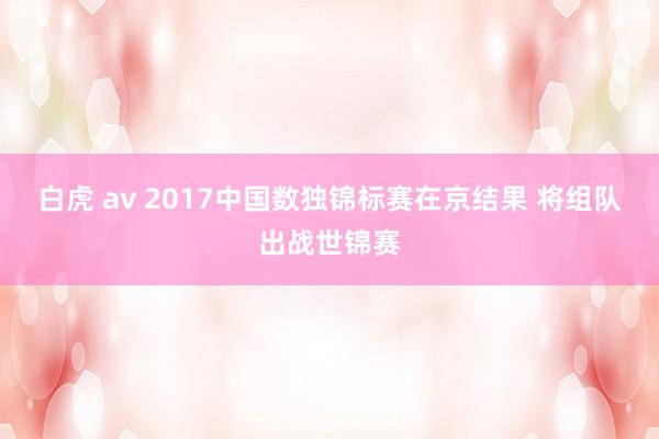 白虎 av 2017中国数独锦标赛在京结果 将组队出战世锦赛